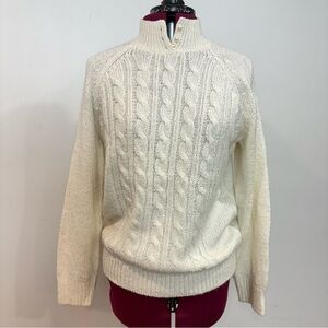 Karen Scott Cream Cable Knit Turtleneck Sweater